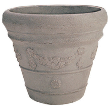 Festonada Traditional Round Garden Pot - 20'' (Weathered Concrete)