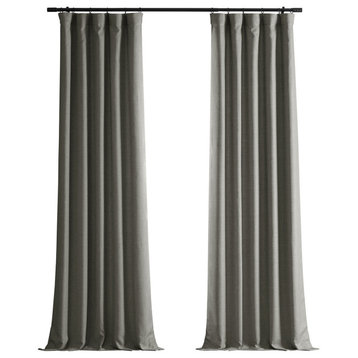 Italian Faux Linen Curtain Single Panel, Taupe Grey, 50"x108"