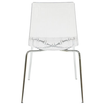 LeisureMod Ralph Dining Chair, Clear, Set of 4 Clear