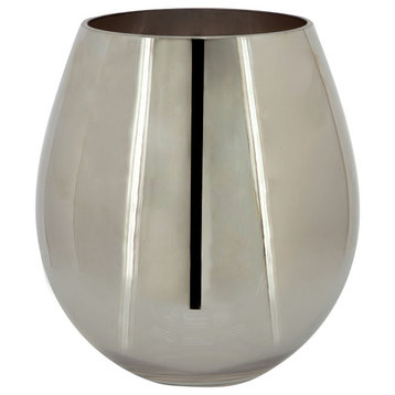 Glass 6"h Metallic Vase, Silver