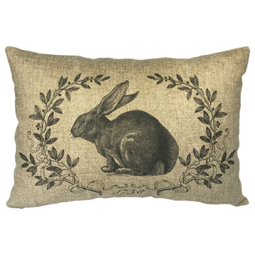 French Rabbit Linen Pillow