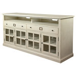 Riverside Furniture - Riverside Furniture Sullivan 68" Tv Console - Hand-chiseled groove lines add just the right touch to the Sullivan collection. Simple cottage style in our Country White finish with distressed edges.