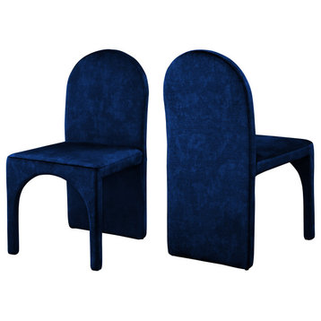 Summer Velvet Upholstered Dining Arm Chair (Set of 2), Navy, Side Chair