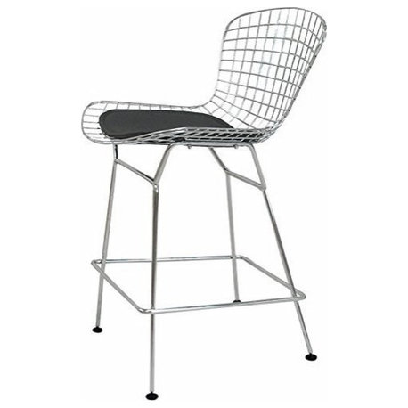 OCC set of 1- Chromed Steel Wire Frame Counter Height Stool