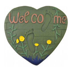 Import Wholesales - Cast Iron Yard And Garden Stepping Stone, Heart And Foot Prints, Welcome - Landscaping Stones And Pavers