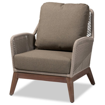 Ronnell Gray Woven Rope Mahogany Accent Chair