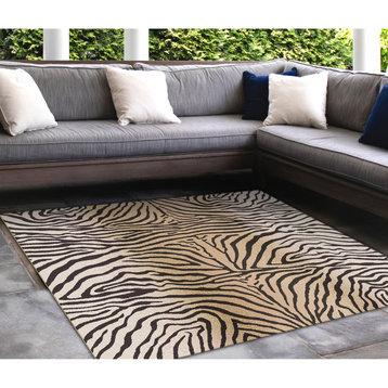 Carmel Zebra Indoor/Outdoor Rug Sand, 7'10" Square