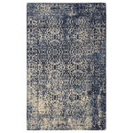RugSmith - Navy Modern Heritage Distressed Vintage Inspired Area Rug, 5'6"x8'6" - Add a modern twist to your room with this new area rug. The Navy 5'6" x 8'6" Modern Heritage area rug is machine tufted with 100% nylon in India. Using a special printing and washing technique, this rug has the authentic look of a traditional wool rug at a far more affordable price. Due to the durable materials used in the construction process, this rug will have no shedding and is ideal for high foot traffic areas. The backside of this wonderful area rug is covered with half melanged cotton fabric for long lasting usability. With the help of our skilled artisans, the edges are hadn finished, adding a beautiful handmade touch to this area rug. Whether your home decor is Modern, Contemporary, Mid-Century, or Boho, this rug will complete your home!