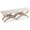 French Country Limed Grey Oak Long Dining End of Bed Bench