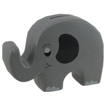 Whimsical Gray Ceramic Elephant Kids Money Bank