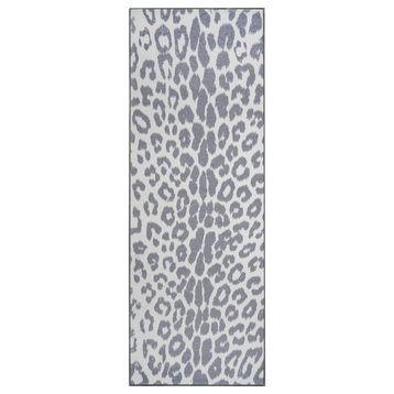 My Magic Carpet Washable Rug Miya Leopard Grey, 2.5' X 7'