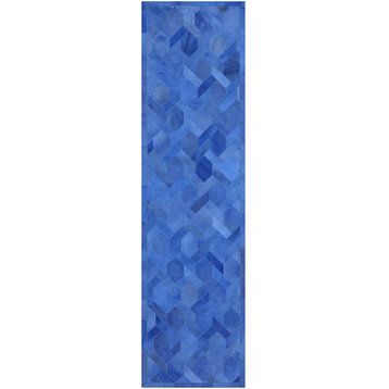 2' 6" X 10' Cowhide Hand Stitched Overdyed Runner Rug - Q2690