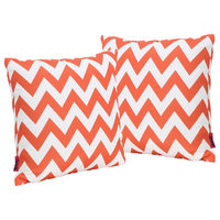 Ernest Indoor Zig Zag Water Resistant Square Throw Pillows, Orange, Set of 2