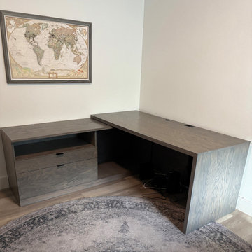 Custom Euro Open L‑Shape Desk in Custom Oak Color Match