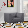 Armen Living Hudson Modern Fabric Chair in Dark Gray and Walnut