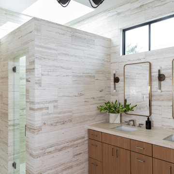 West Austin ADU Bathroom in Travertine