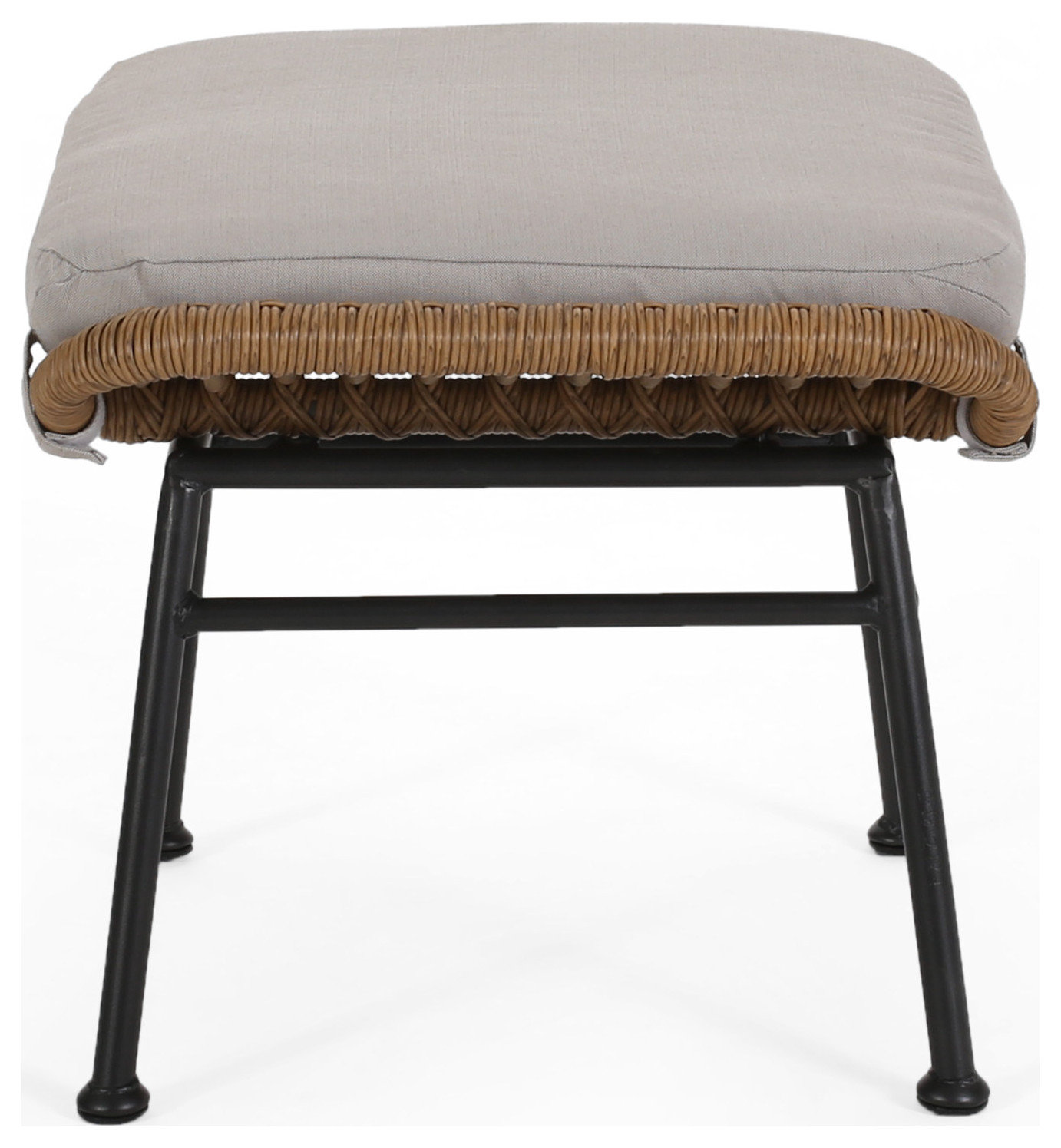 Gloria Outdoor Modern Boho Wicker Ottoman, Set of 2 - Tropical ...