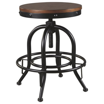 Bowery Hill Adjustable Swivel Counter Stool in Brown and Black