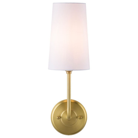 Forma Wall Sconce with Fabric Shade, Brushed Brass