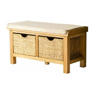 Storage Box Oak Finish Mango Wood Scandinavian Accent