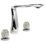 Bergamo Art - Widespread 3 Hole, Bath Faucet, Two White Rock Crystal Handles, Chrome - "Step into a realm of timeless sophistication with our Widespread Modern Bathroom Faucet featuring white rock crystal Handles. A harmonious blend of innovation and elegance, every detail is a testament to luxury and sophistication.