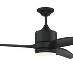 Craftmade - Mobi 60" Ceiling Fan with Blades Included - 60" Mobi Ceiling Fan with Flat Black Blades, Remotes and LED Light Included