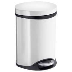 Evideco Soft Close Small Round Metal Bathroom Floor Step Trash Can Waste Bin 3-liters/0.8-gal White