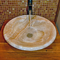 Onyx Vessel Sink On Reclaimed Teak Vanity - Bathroom Sinks