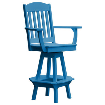 Poly Lumber Classic Swivel Bar Chair with Arms, Blue