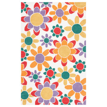 Safavieh Safavieh Kids Sfk923F Floral Country Rug, Ivory and Gold, 5'0"x8'0"