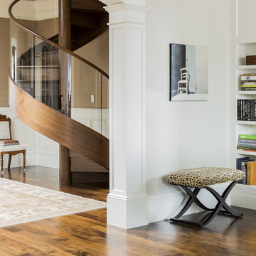 Stunning Elegant Spiral Staircase with Glass Railing