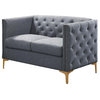 Furniture of America Lodd Contemporary Fabric Tufted Loveseat in Light Gray