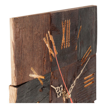 Clock wooden dimonds time brown / roman