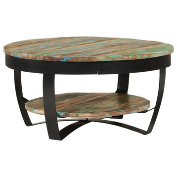 vidaXL Coffee Table Accent End Side Table with Shelf Solid Wood Reclaimed