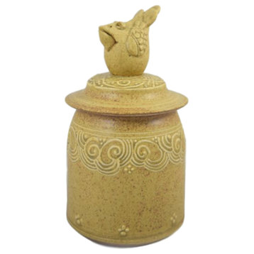 American Stoneware Pottery Country Kitchen Lidded Jar with Chicken