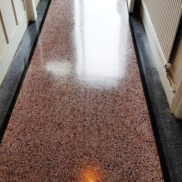 Dirty Terrazzo Floor Deep Cleaned, Burnished and Sealed in Bridgend