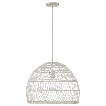 1-Light Pendant, Natural Rattan With A Matching Socket, White Rattan
