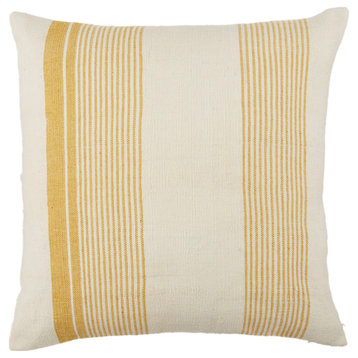 Jaipur Living Parque Indoor/Outdoor Striped Poly Fill Pillow 20", Gold and Ivory