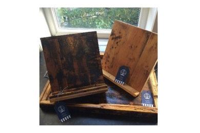 Reclaimed wood cookbook holders