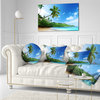 Sunset Beach With Palm Landscape Photography Throw Pillow, 12"x20"