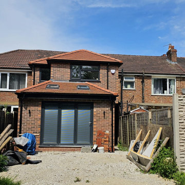Full Rear View with Neighbours Double Storey Rear Extension with Bi-Fold Doors a
