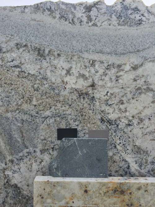 Kitchen Soapstone Paired With Granite It S Not A Busy Soapstone Will Place Actual Pieces Together In Few Days But For Now Small Piece And The Mc Granite White Cabinets With Black Or