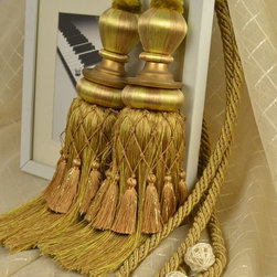 4 Colors QYM06 Faux Silk Curtain Tassel Tie Backs in Dark Brown Color - Window Treatment Accessories