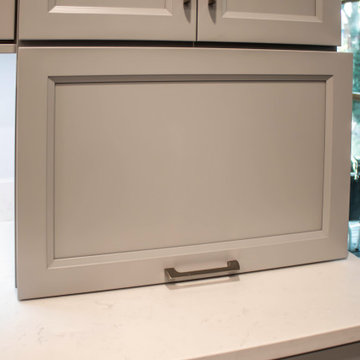 Custom Two Tone Gray Kosher Kitchen with Quartz Countertops