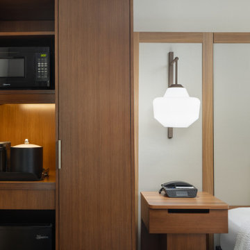 Fairfield Guestroom Refreshment Center & Floating Nightstand Detail