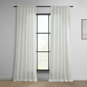 Off White Classic Faux Linen Curtain Single Panel, 50W x 84L