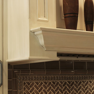 Custom Wood Hood with Mantle Detail