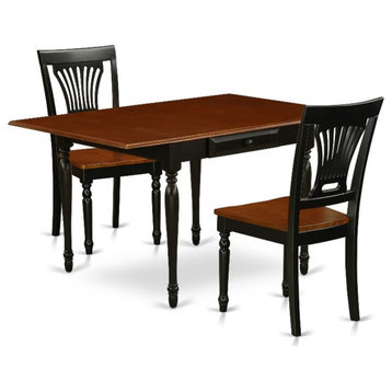 MZPV3-BCH-W - Dinner Table and 3 Wooden Dining Chairs (Black & Cherry Finish)