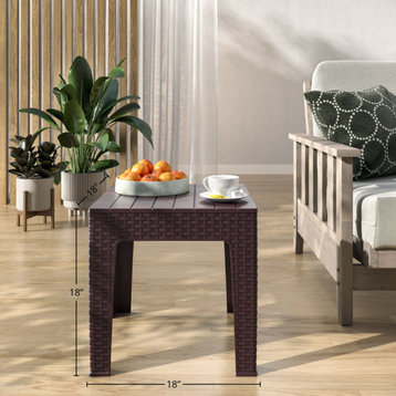 Trillia Resin Patio End Table, Brown