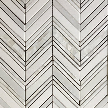 Chevron Thassos, Thassos and Mother of Pearl Luxury  Mosaic